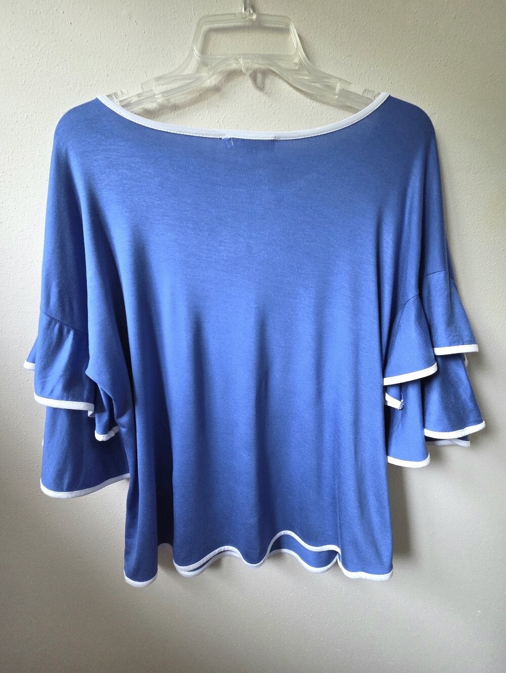 Spense Ruffle Sleeve Blue Top - Picture 4 of 5